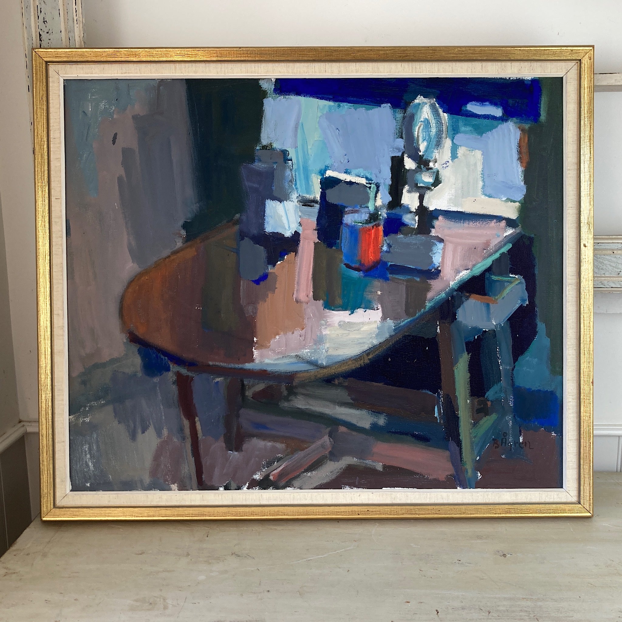 Mid Century Modernist Oil shops On Canvas