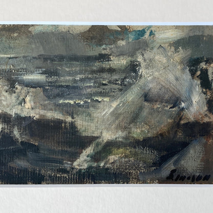 Waves on the Shore - Vintage Mid Century Modern Scandinavian Original Coastal Oil Painting