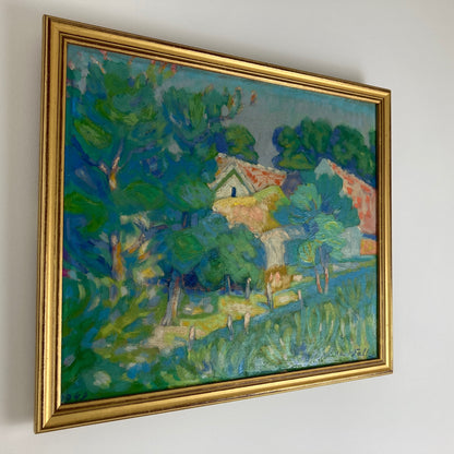 Impressionist Garden - Medium Antique Original Impressionist French Oil Painting