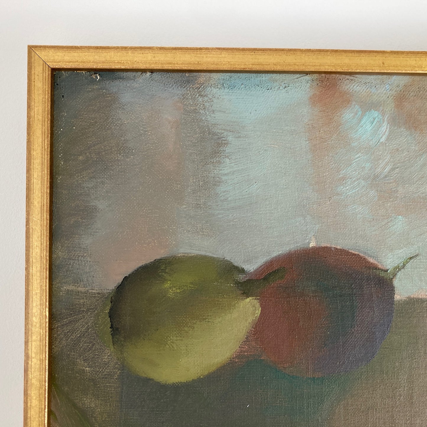 Still Life of Pears - Vintage Mid Century Modern Scandinavian Original Oil Painting