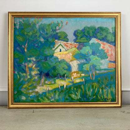 Impressionist Garden - Medium Antique Original Impressionist French Oil Painting