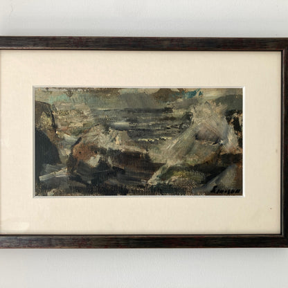 Waves on the Shore - Vintage Mid Century Modern Scandinavian Original Coastal Oil Painting