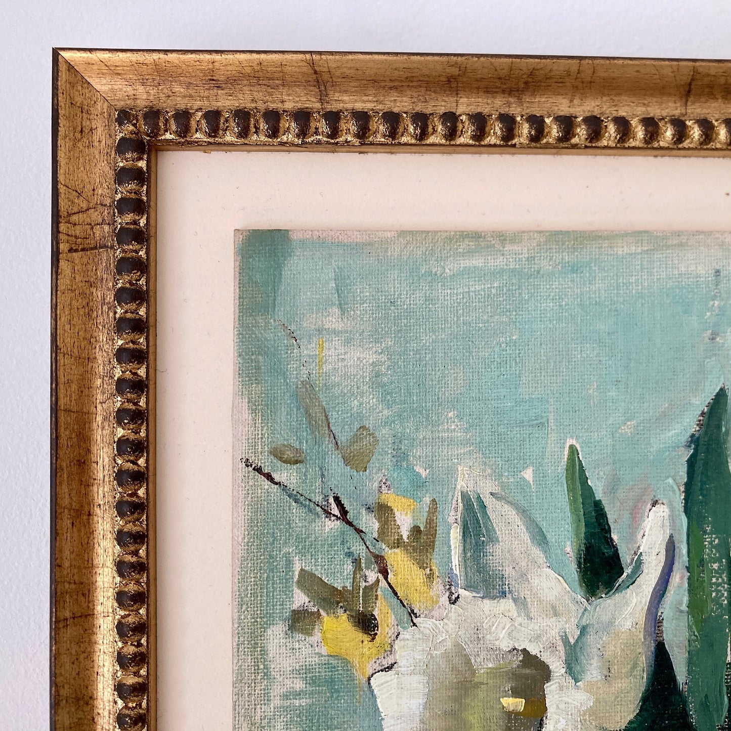 Daffodils Oil Painting – Nan Greacen Impressionist Floral Still Life, Framed Canvas