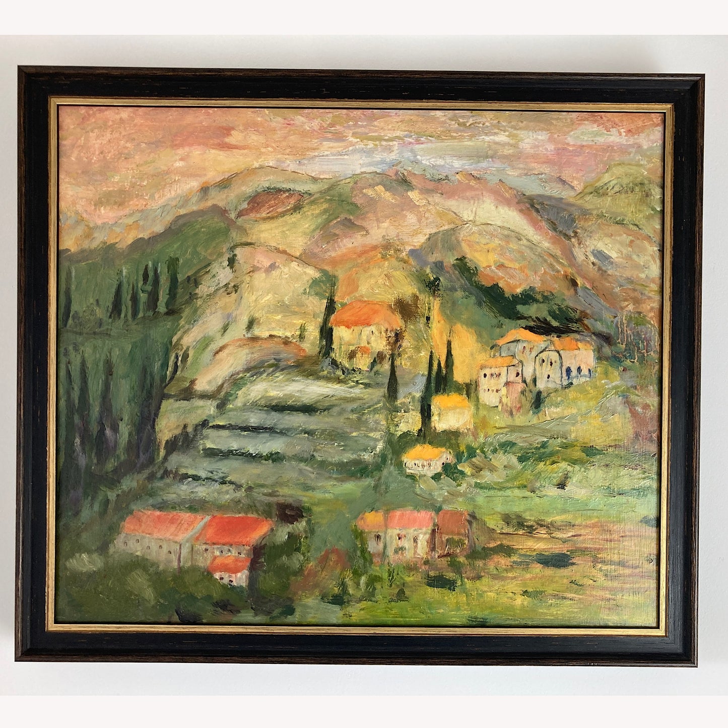 Tuscany - Original Vintage Oil Painting of an Italian Hillside