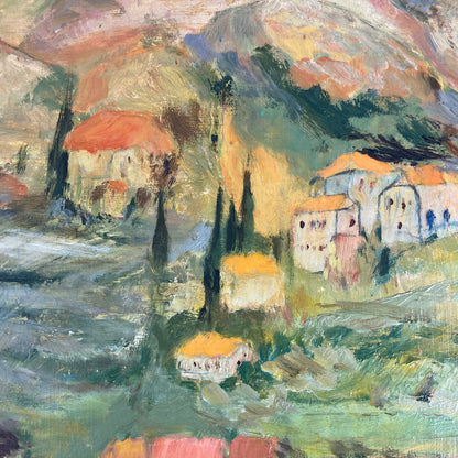 Tuscany - Original Vintage Oil Painting of an Italian Hillside