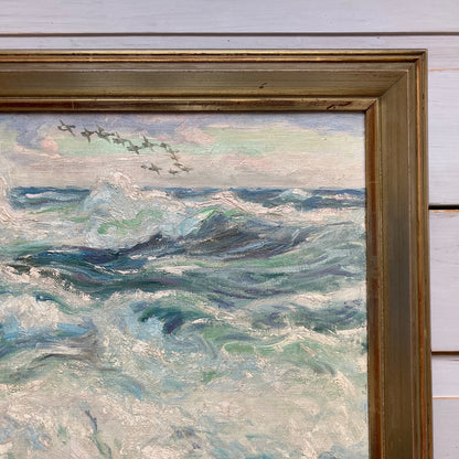 Ocean Waves - Antique Oil on Canvas Painting by William Gislander (1890- 1937)