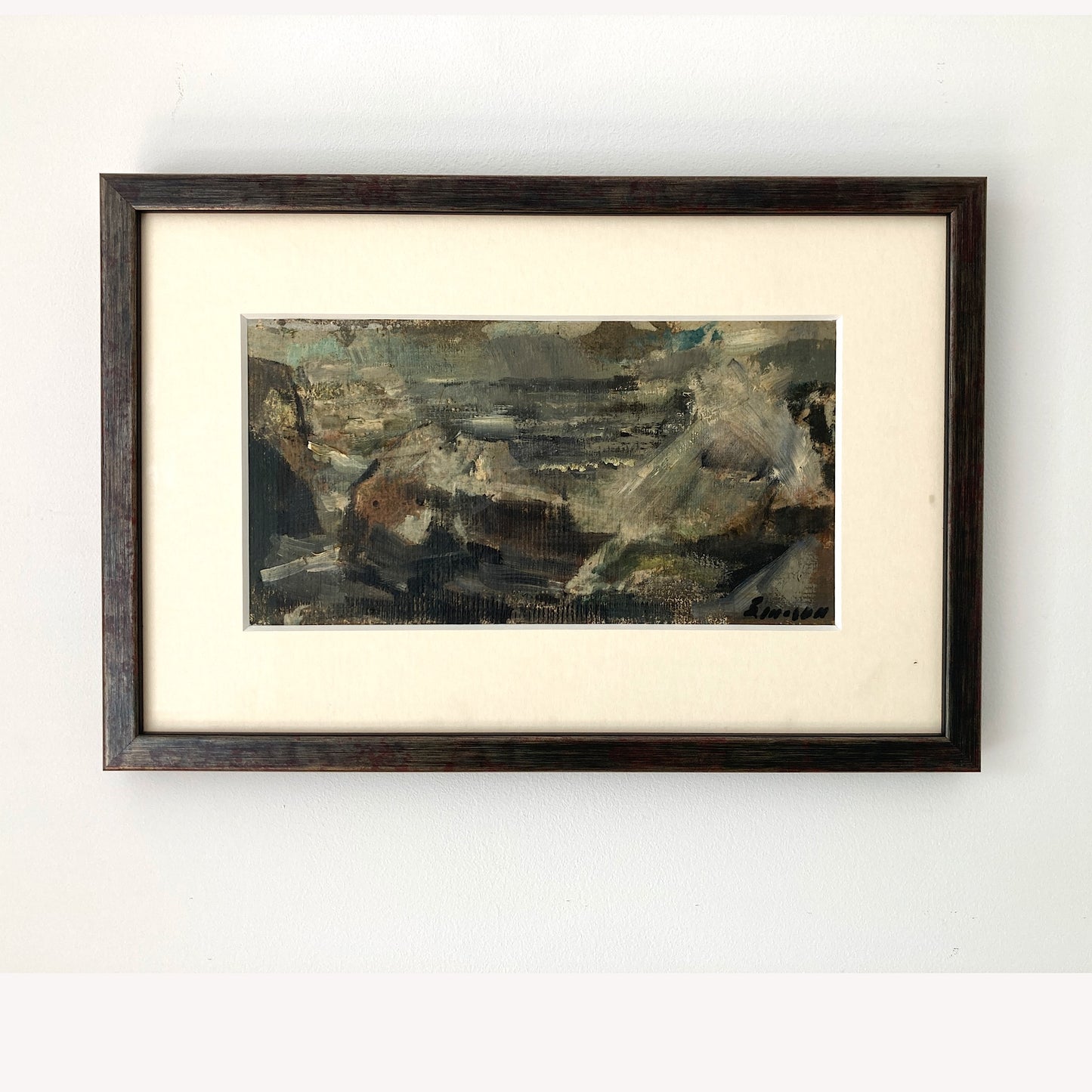 Waves on the Shore - Vintage Mid Century Modern Scandinavian Original Coastal Oil Painting