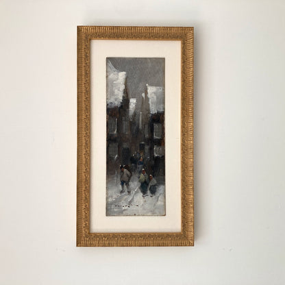 Winter Townscape - Antique Oil Painting Late 19th Century Italian Austrian Artist