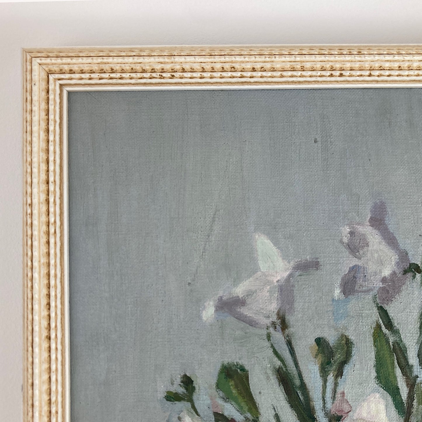 Campanula Flowers - Vintage Mid Century Modern Scandinavian Original Oil Painting by Leopold Morsing
