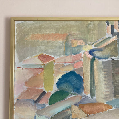 Tuscan Landscape - Vintage Mid Century Expressionist Italian Tuscany Landscape Framed Oil on Canvas