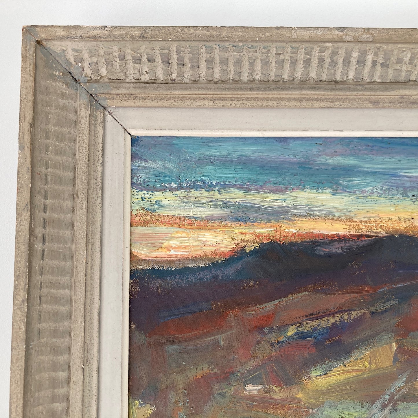 Shepherds Huts - Medium Vintage Mid Century Modern Scandinavian Original Oil Painting