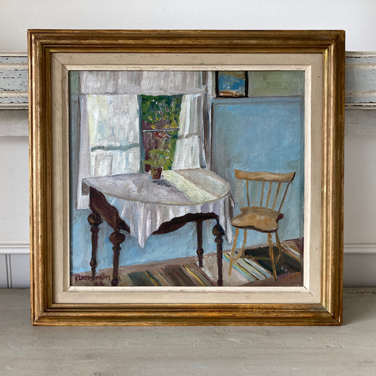 Light through the Window - A Vintage Scandinavian Impressionist Original Oil Painting of an Interior Scene Dated 1932 - Swedish Painting