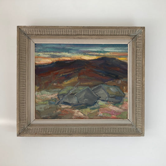 Shepherds Huts - Medium Vintage Mid Century Modern Scandinavian Original Oil Painting