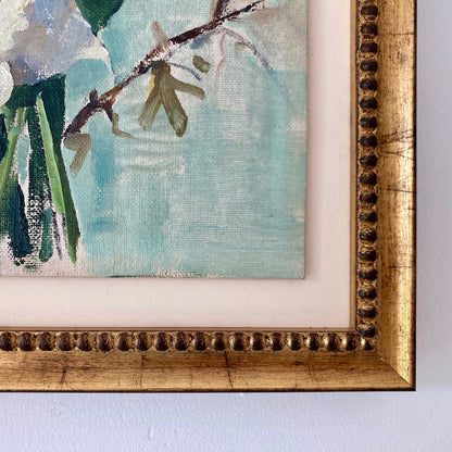 Daffodils Oil Painting – Nan Greacen Impressionist Floral Still Life, Framed Canvas