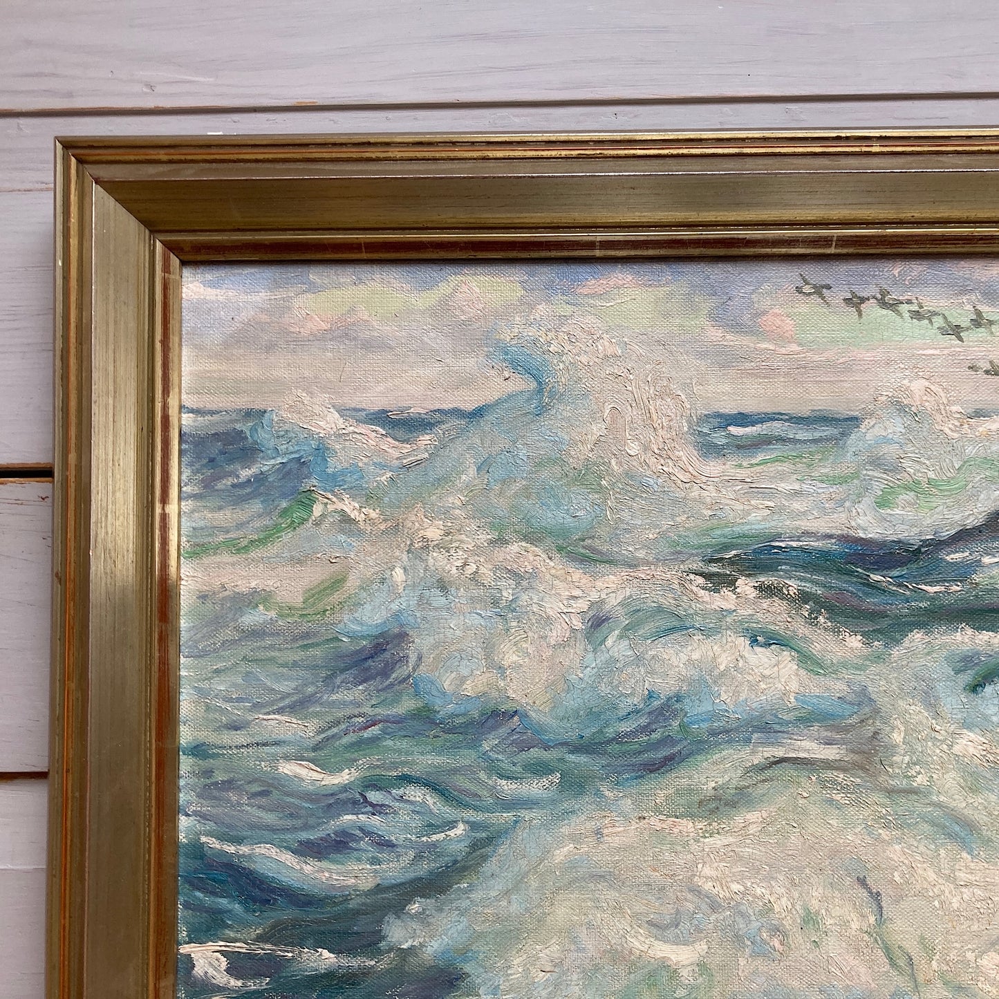 Ocean Waves - Antique Oil on Canvas Painting by William Gislander (1890- 1937)