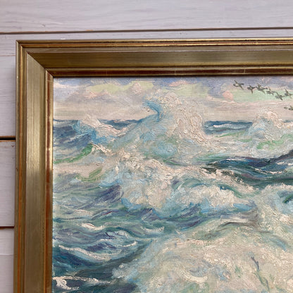 Ocean Waves - Antique Oil on Canvas Painting by William Gislander (1890- 1937)