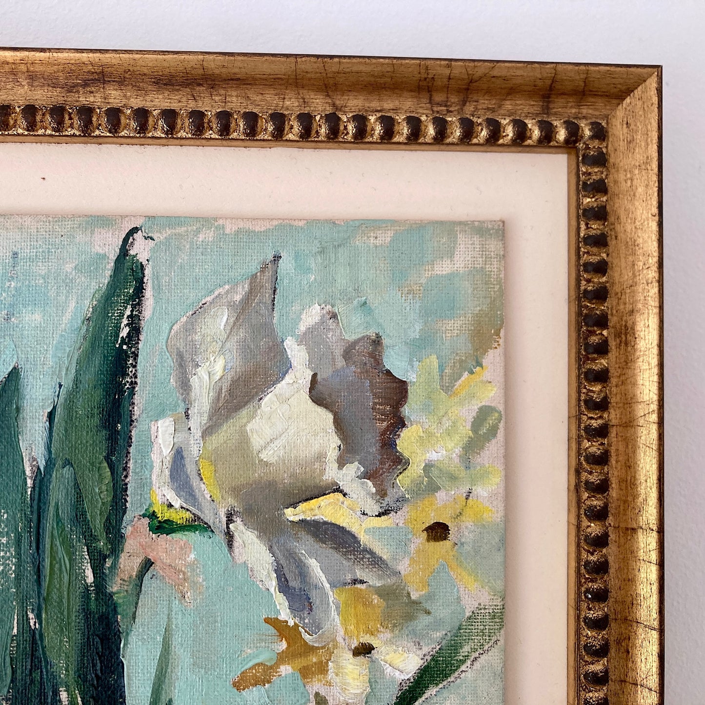 Daffodils Oil Painting – Nan Greacen Impressionist Floral Still Life, Framed Canvas