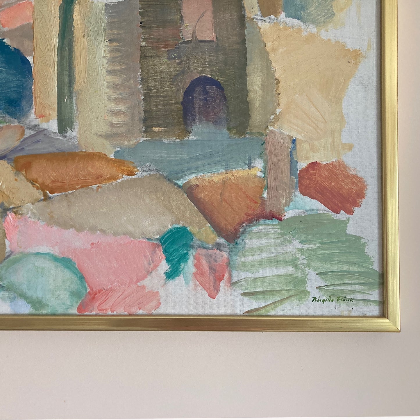 Tuscan Landscape - Vintage Mid Century Expressionist Italian Tuscany Landscape Framed Oil on Canvas