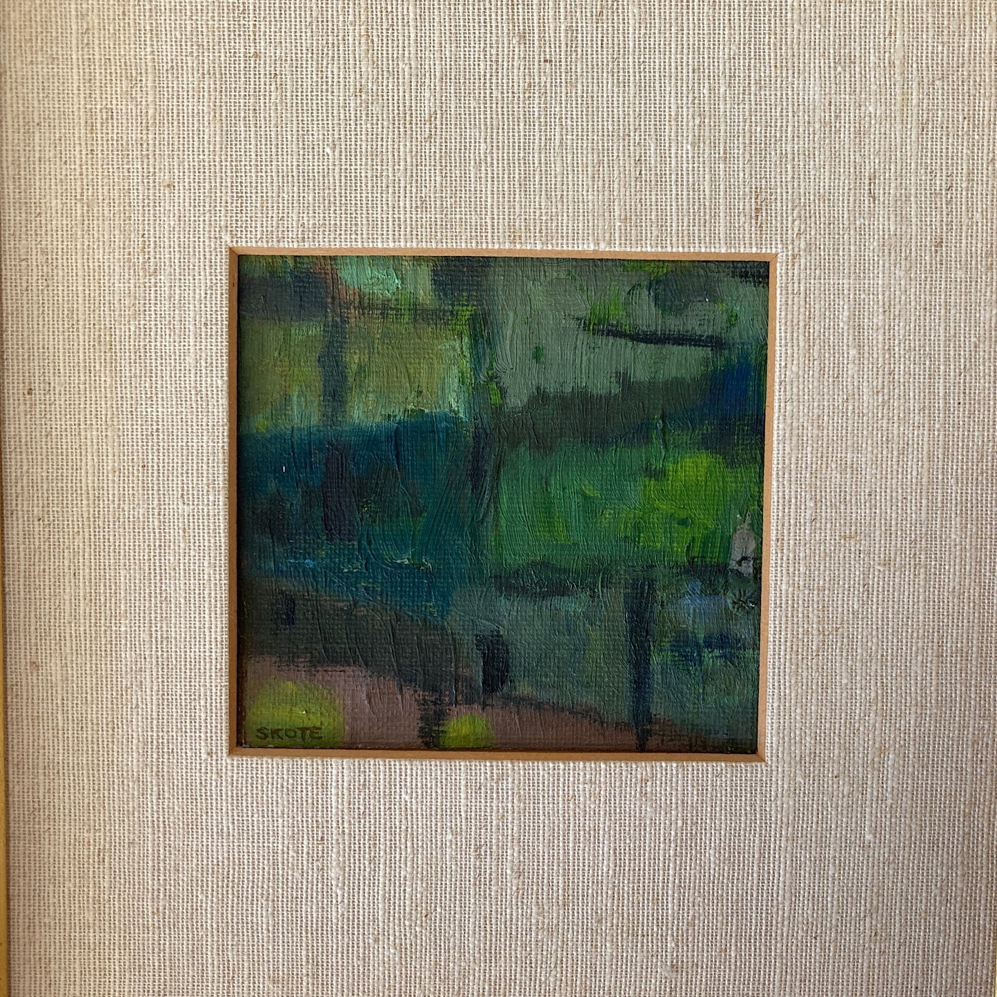 Reflections - Small Abstract Scandinavian Vintage Oil Painting