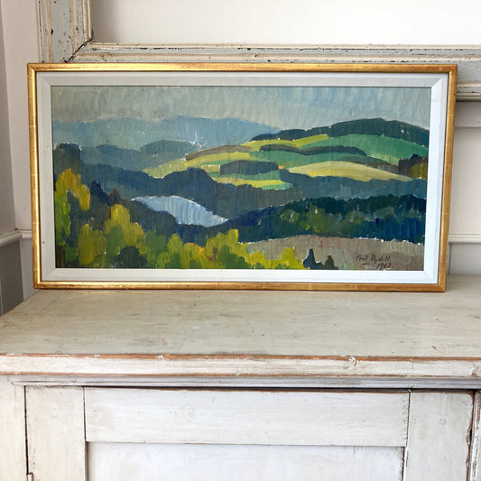 Far Reaching View - Vintage Mid Century Scandinavian Oil on Canvas Landscape