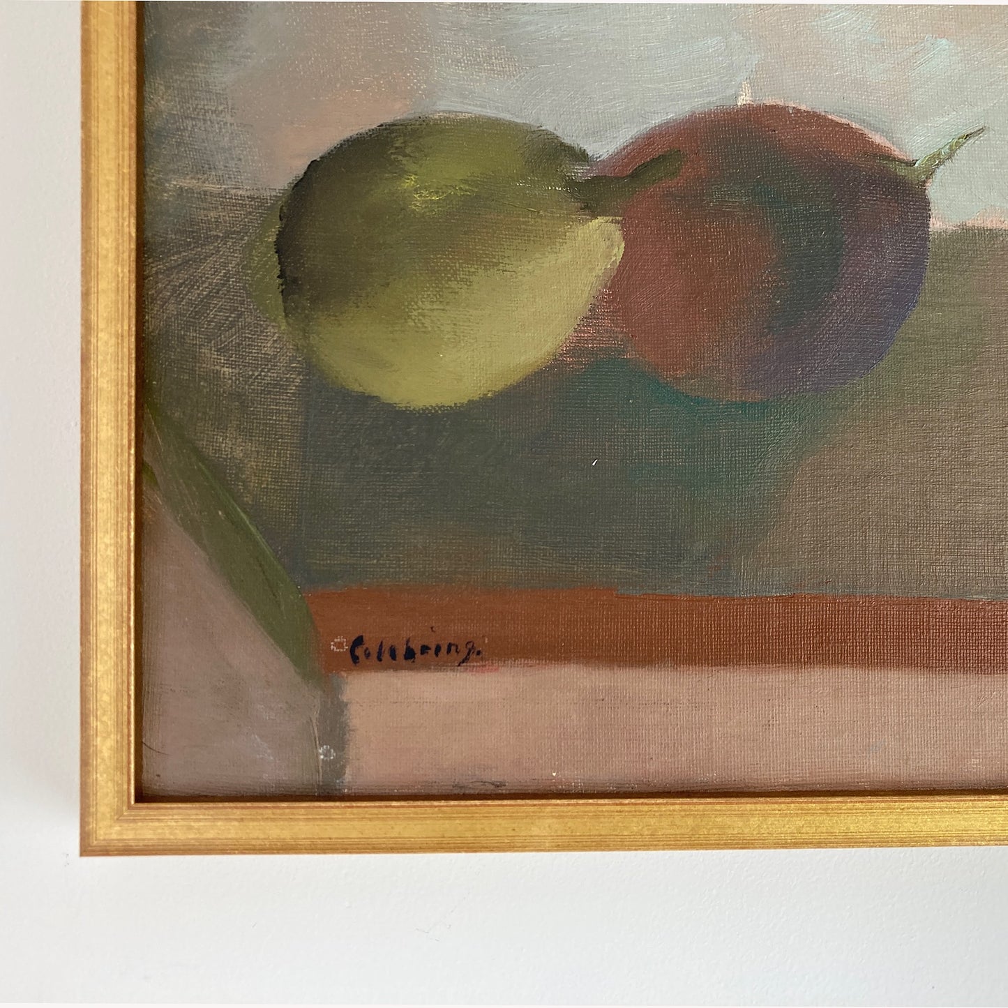 Still Life of Pears - Vintage Mid Century Modern Scandinavian Original Oil Painting