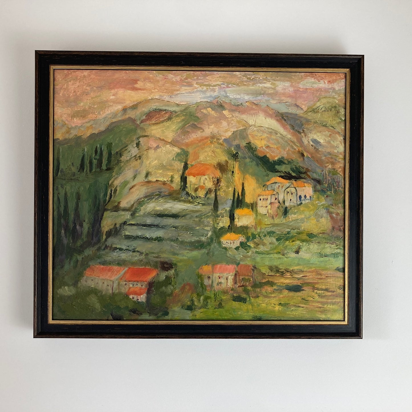 Tuscany - Original Vintage Oil Painting of an Italian Hillside