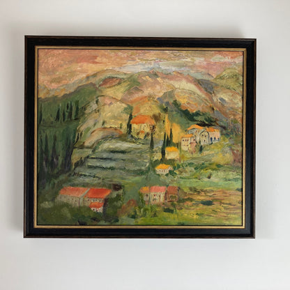 Tuscany - Original Vintage Oil Painting of an Italian Hillside
