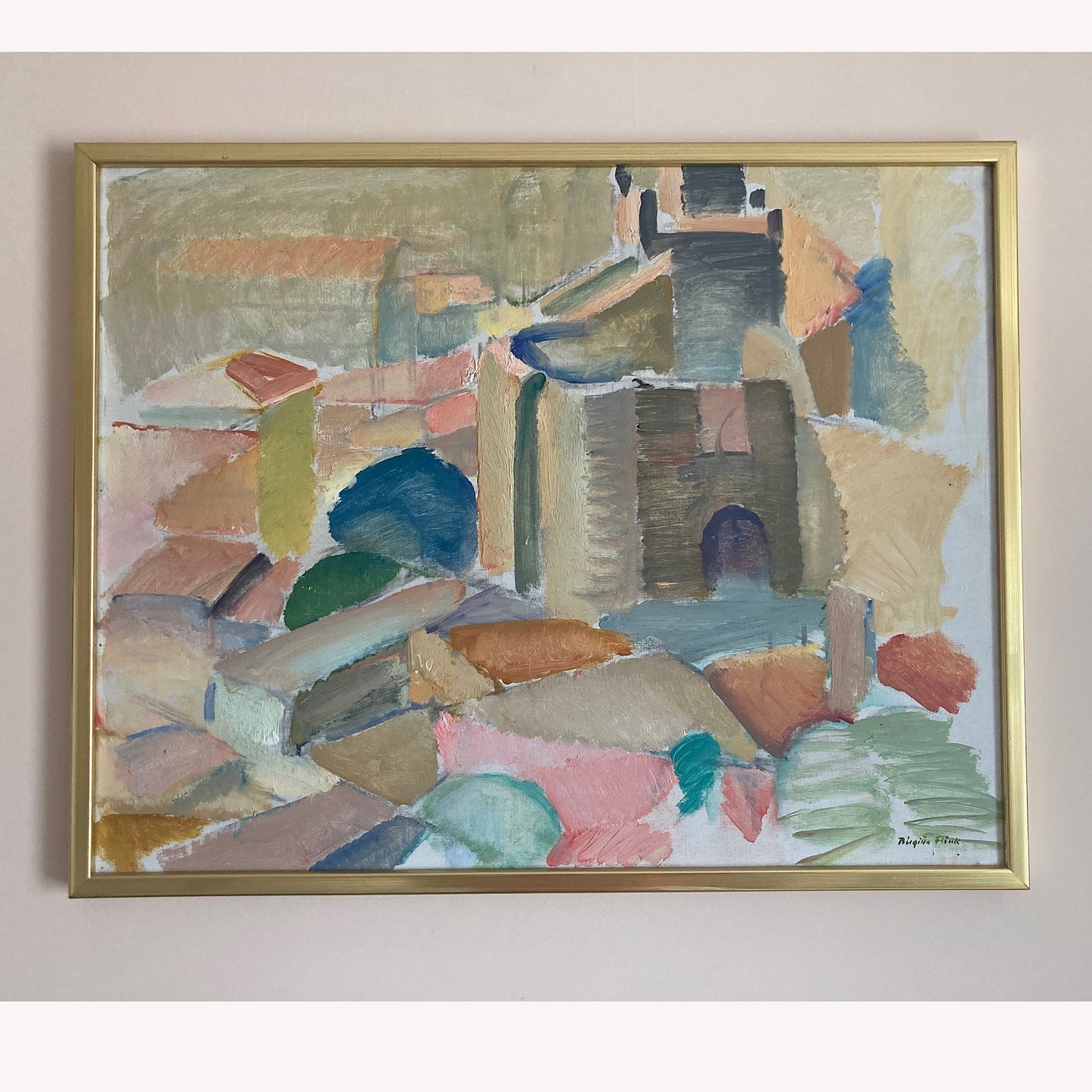 Tuscan Landscape - Vintage Mid Century Expressionist Italian Tuscany Landscape Framed Oil on Canvas