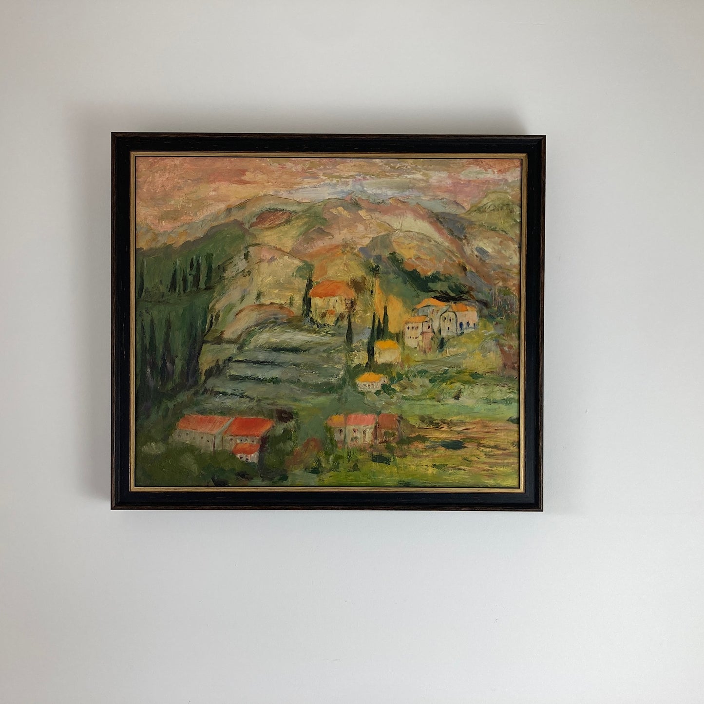 Tuscany - Original Vintage Oil Painting of an Italian Hillside