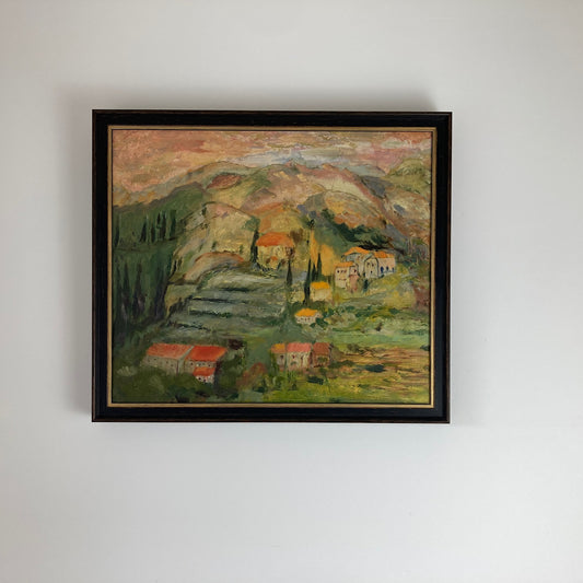 Tuscany - Original Vintage Oil Painting of an Italian Hillside