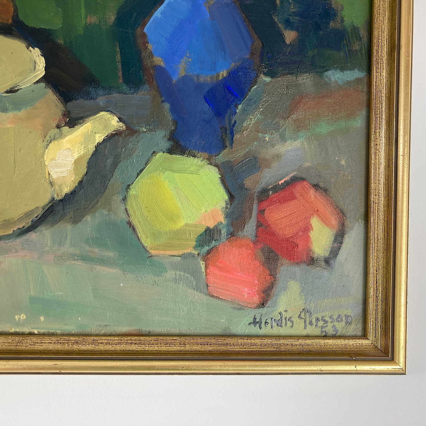 The Studio Table - Vintage Mid Century Modern Scandinavian Original Oil Painting