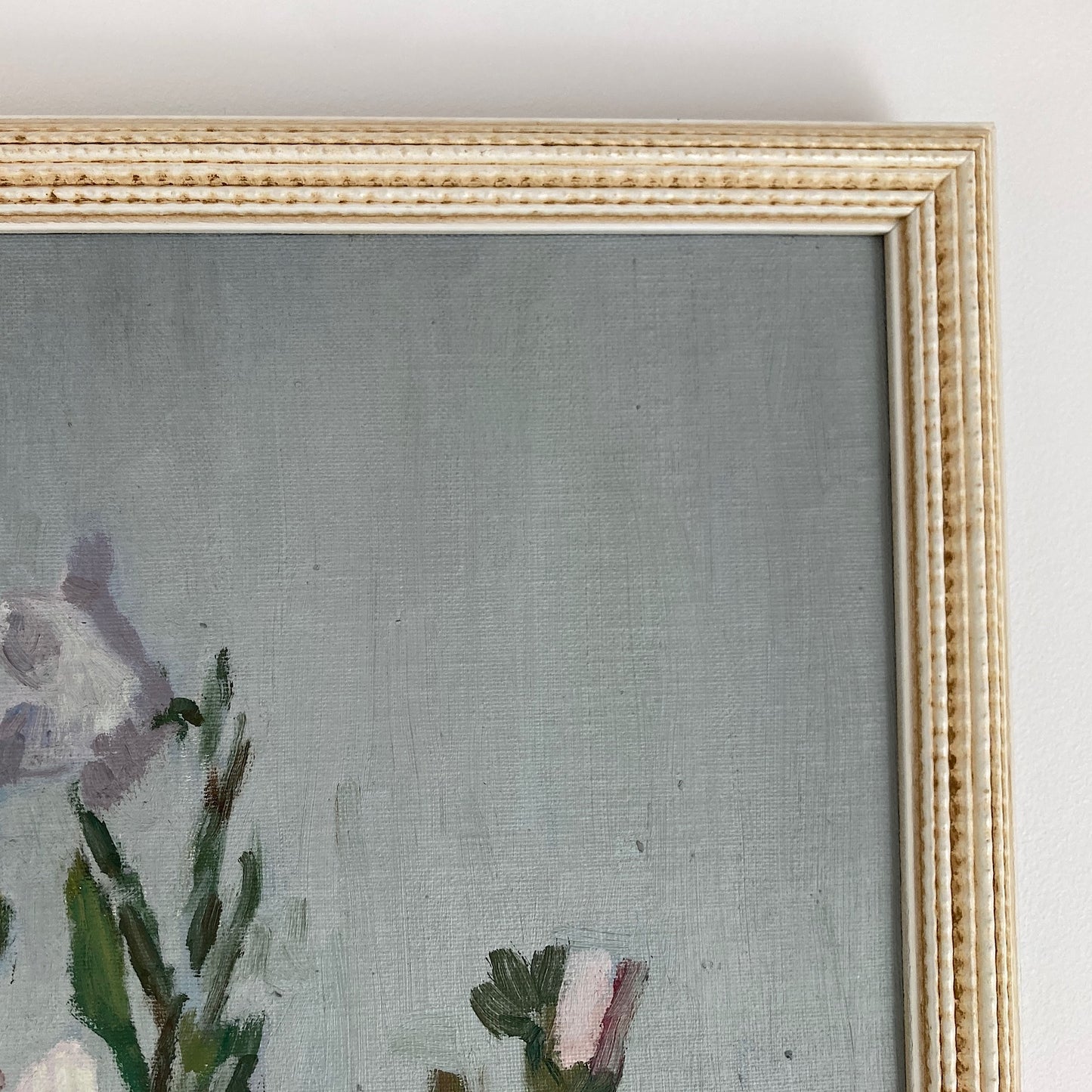 Campanula Flowers - Vintage Mid Century Modern Scandinavian Original Oil Painting by Leopold Morsing