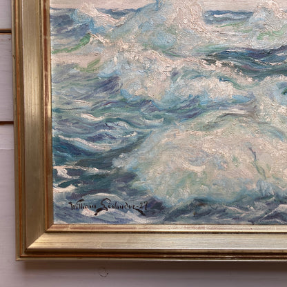 Ocean Waves - Antique Oil on Canvas Painting by William Gislander (1890- 1937)