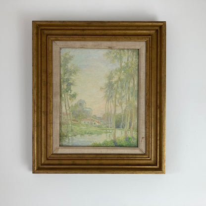Antique Impressionist Oil Painting of Grez France – Daniel Pender Davidson (1855-1933)