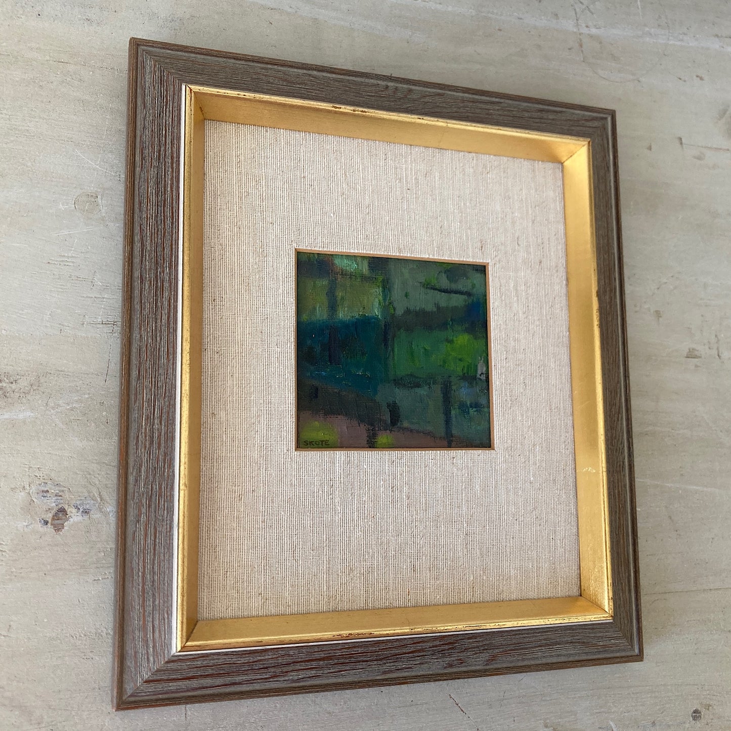 Reflections - Small Abstract Scandinavian Vintage Oil Painting