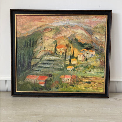 Tuscany - Original Vintage Oil Painting of an Italian Hillside