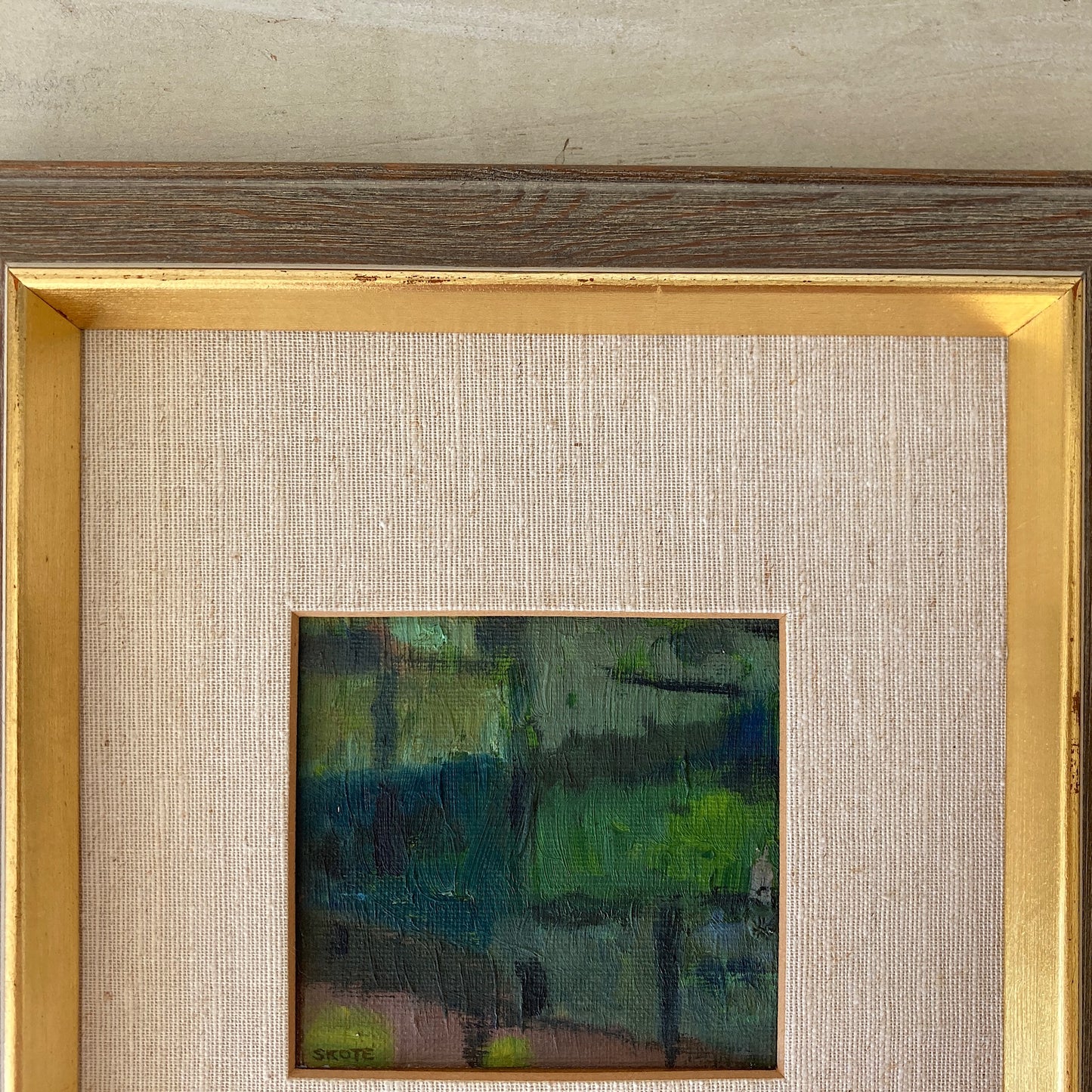 Reflections - Small Abstract Scandinavian Vintage Oil Painting