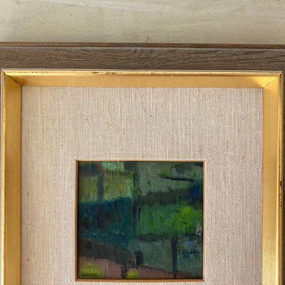 Reflections - Small Abstract Scandinavian Vintage Oil Painting