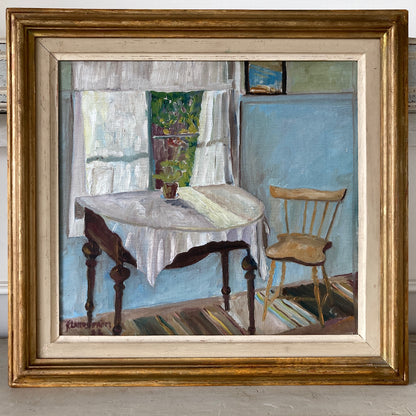 Light through the Window - A Vintage Scandinavian Impressionist Original Oil Painting of an Interior Scene Dated 1932 - Swedish Painting