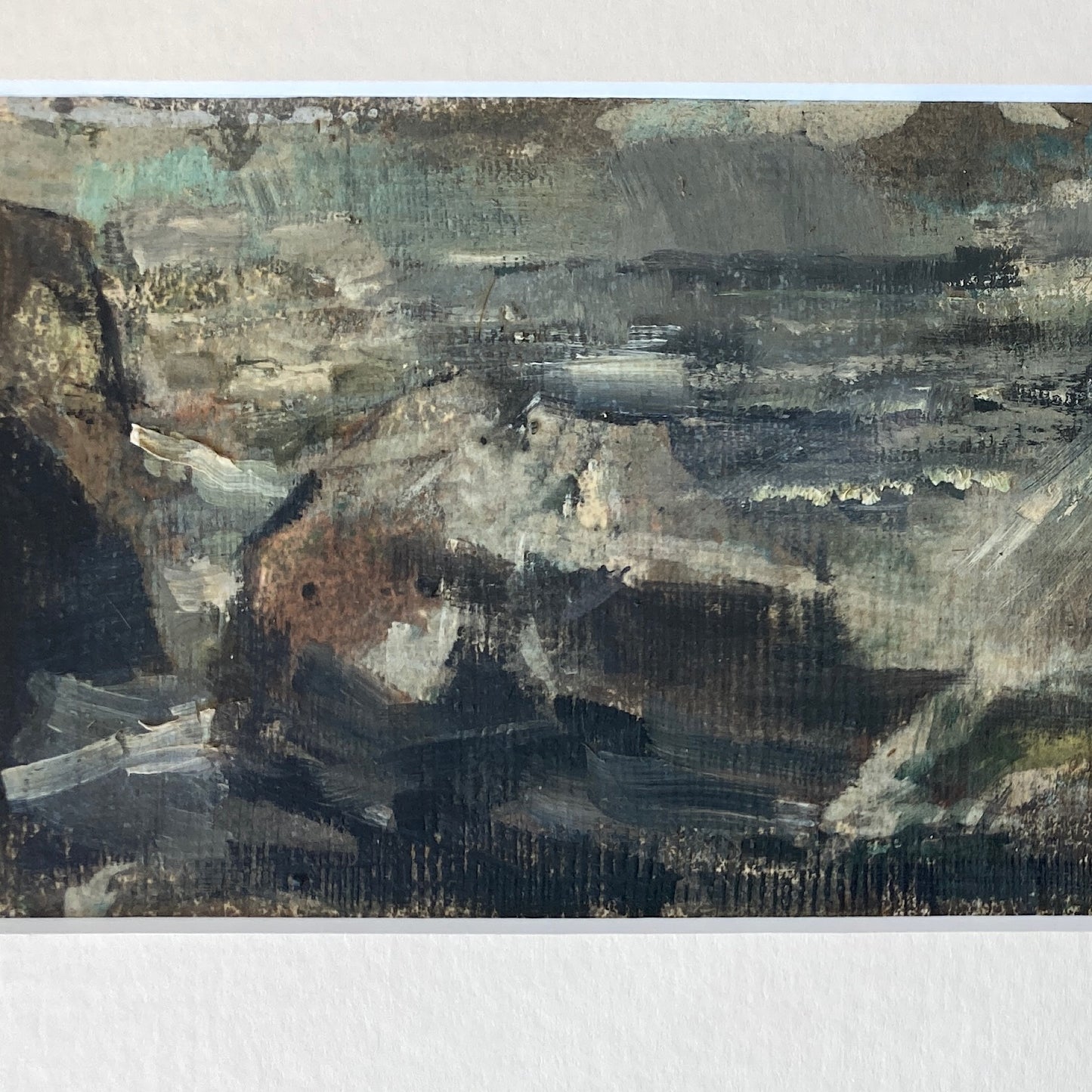 Waves on the Shore - Vintage Mid Century Modern Scandinavian Original Coastal Oil Painting