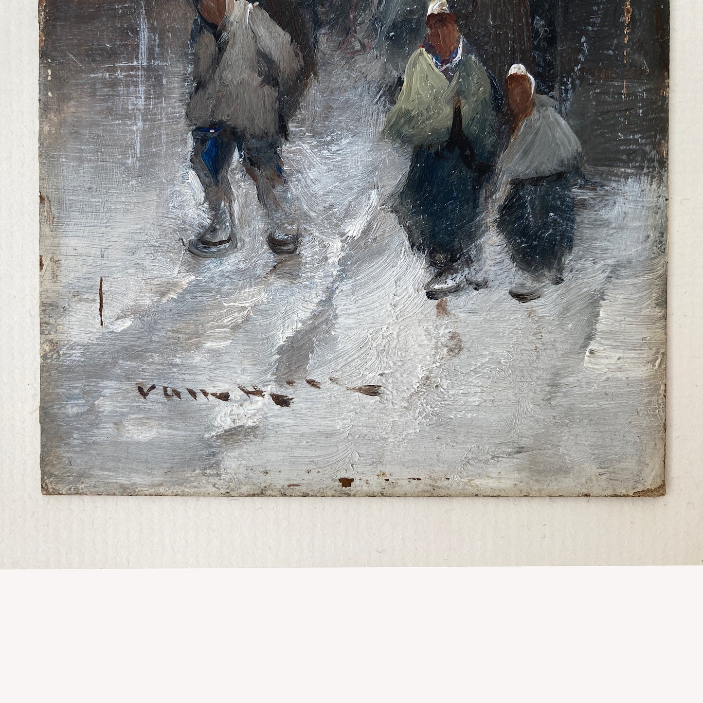 Winter Townscape - Antique Oil Painting Late 19th Century Italian Austrian Artist