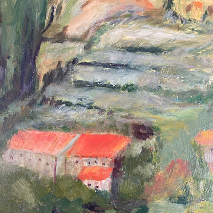 Tuscany - Original Vintage Oil Painting of an Italian Hillside
