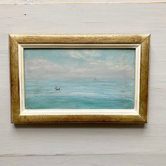 Where Sky Meets Sea - Small Vintage Original Oil on Board