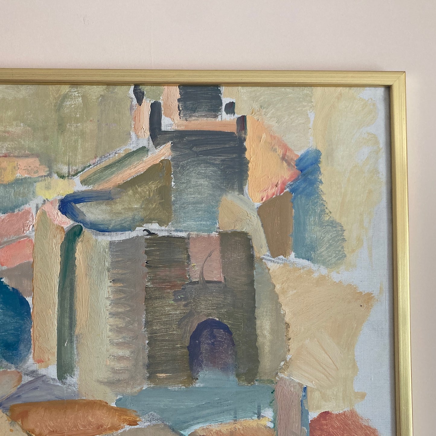 Tuscan Landscape - Vintage Mid Century Expressionist Italian Tuscany Landscape Framed Oil on Canvas