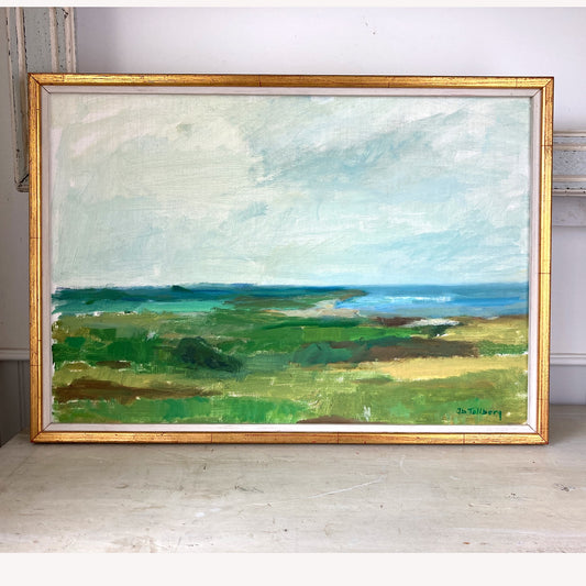 Coastal Landscape - Swedish Vintage Original Oil on Canvas Painting in the Impressionist Style