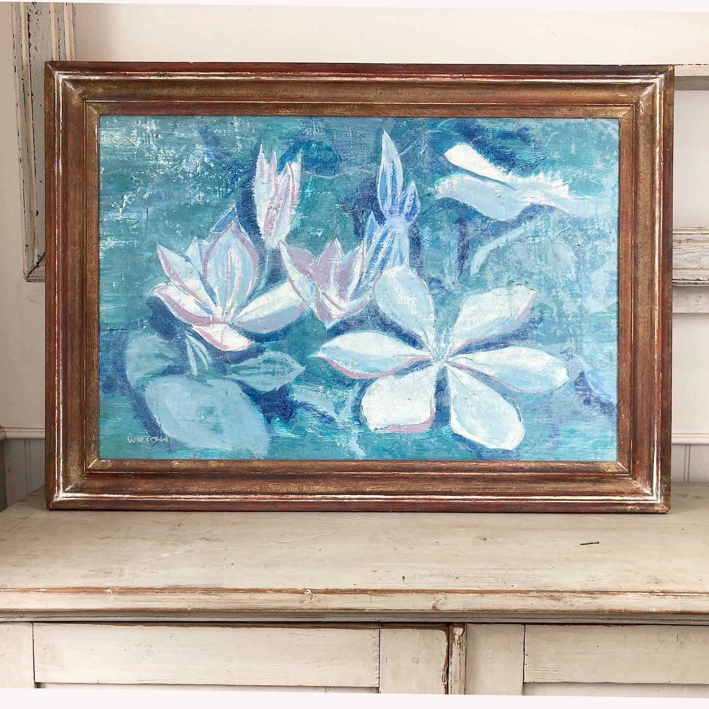 Waterlilies - Vintage Oil on Board