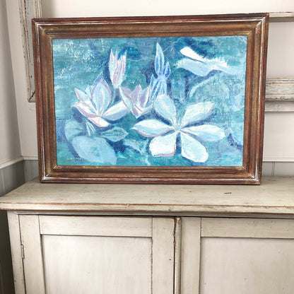 Waterlilies - Vintage Oil on Board