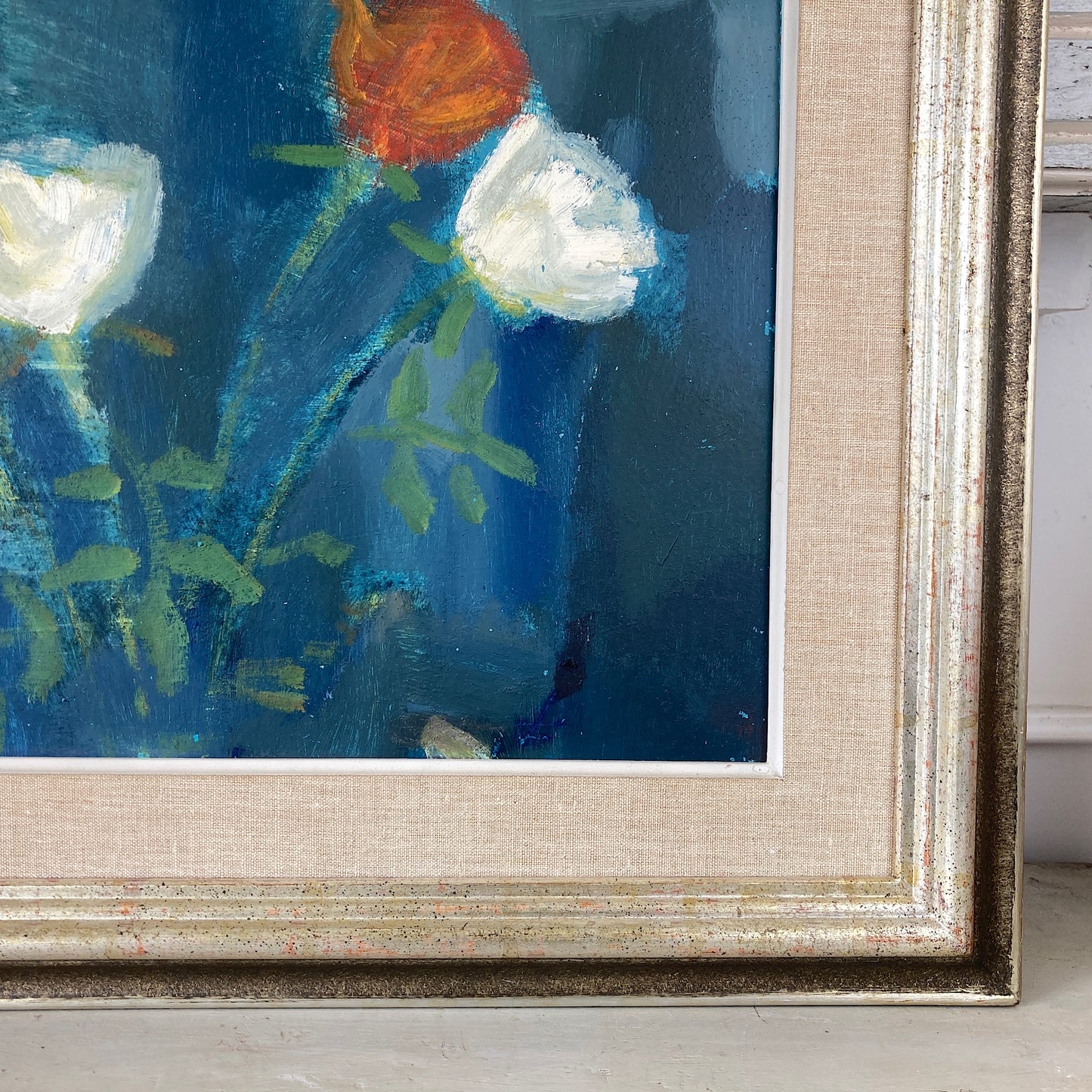 Roses - A MID CENTURY Oil on Board Study of Roses in the Impressionist Style Dated 1958 - Danish Vintage Framed Painting