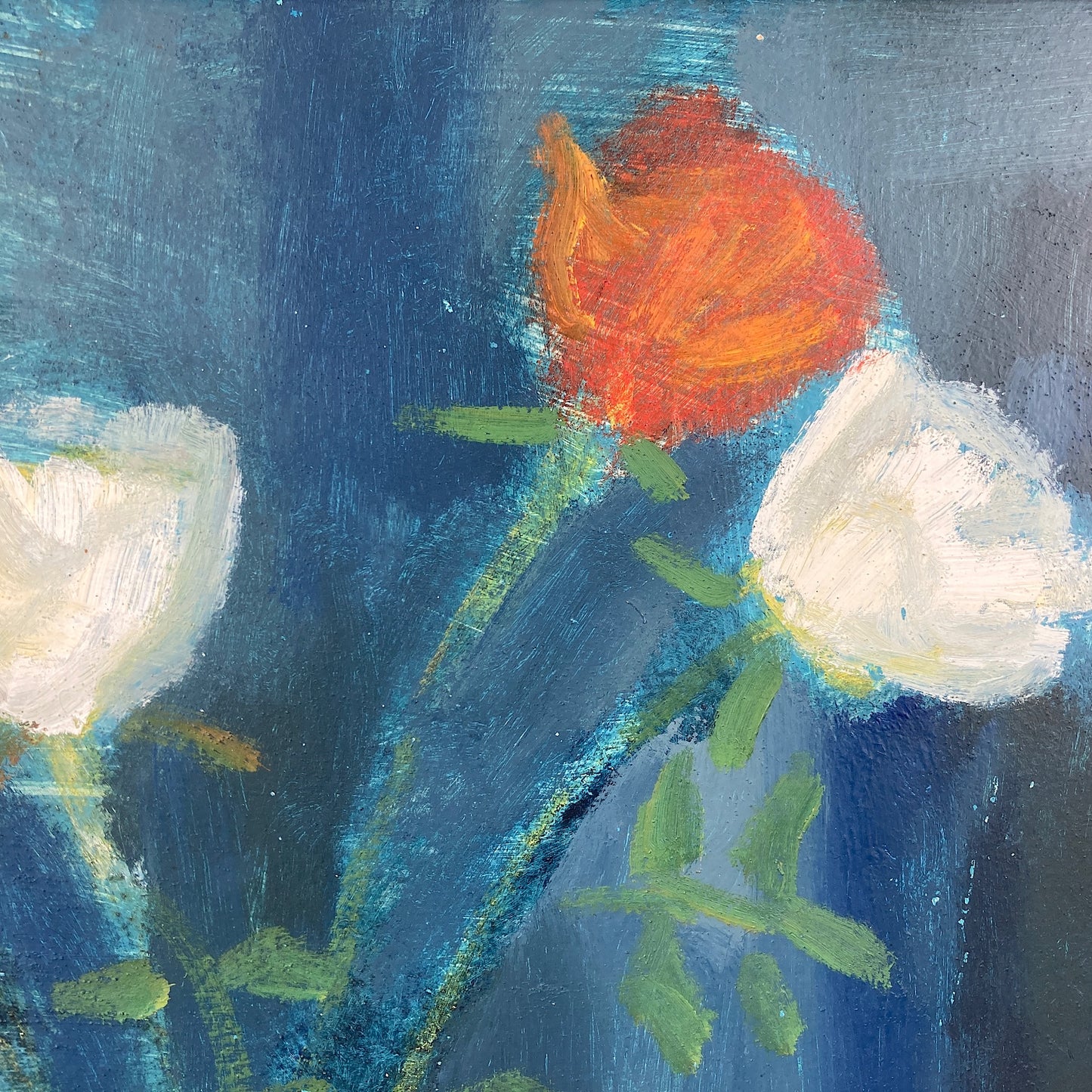 Roses - A MID CENTURY Oil on Board Study of Roses in the Impressionist Style Dated 1958 - Danish Vintage Framed Painting