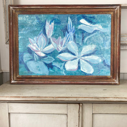 Waterlilies - Vintage Oil on Board